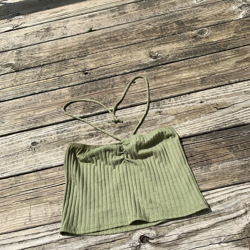 Olive Green Tube Top with Strings